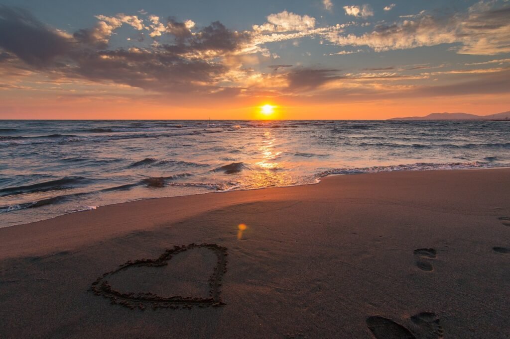 a beautiful beach in evening