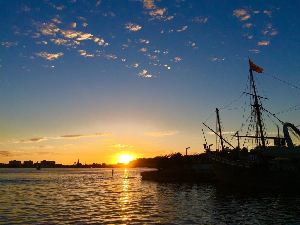 sunset of Sunset of Elizabeth Quay of perth at night