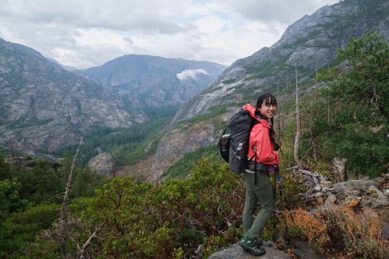 women with backpacking