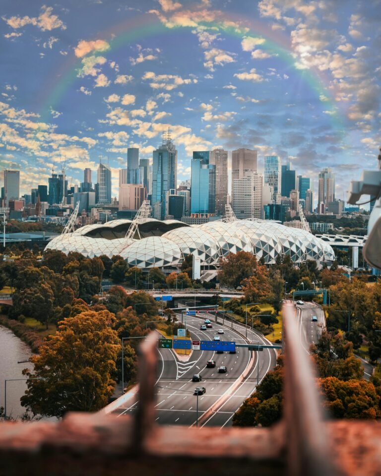 City Buildings Under the Rainbow,vlc,melbourne,australia
