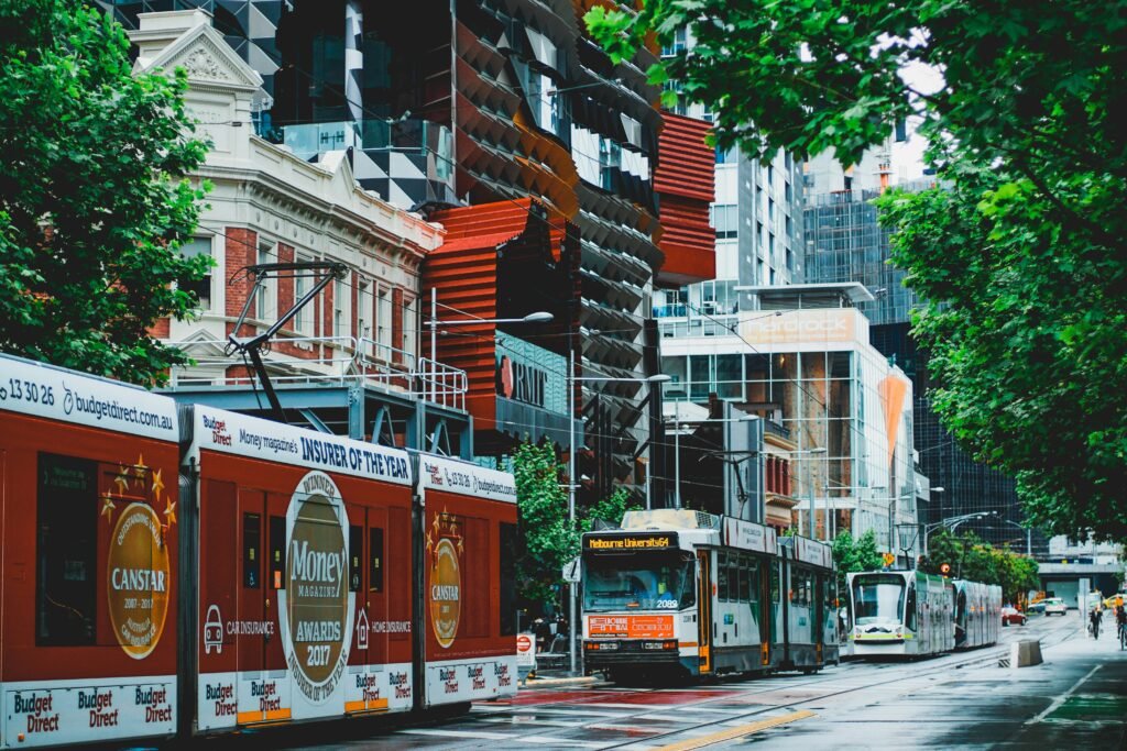 tram-on-road-near-buildings-